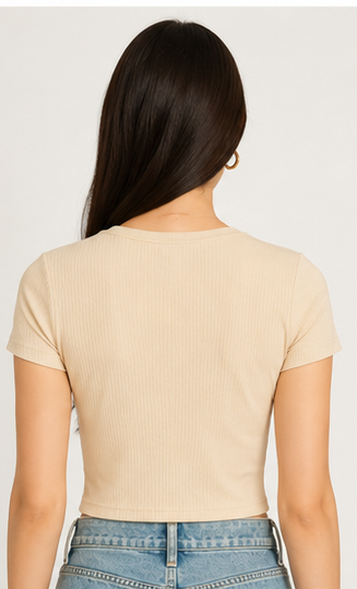 Woman's Vivacious PuppyLove Ribbed Crop | TrendLoop Graphic