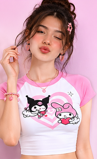Woman's Sweet Heart Squad Tee | Retro Cupid Baby Tee – Vaishnavi