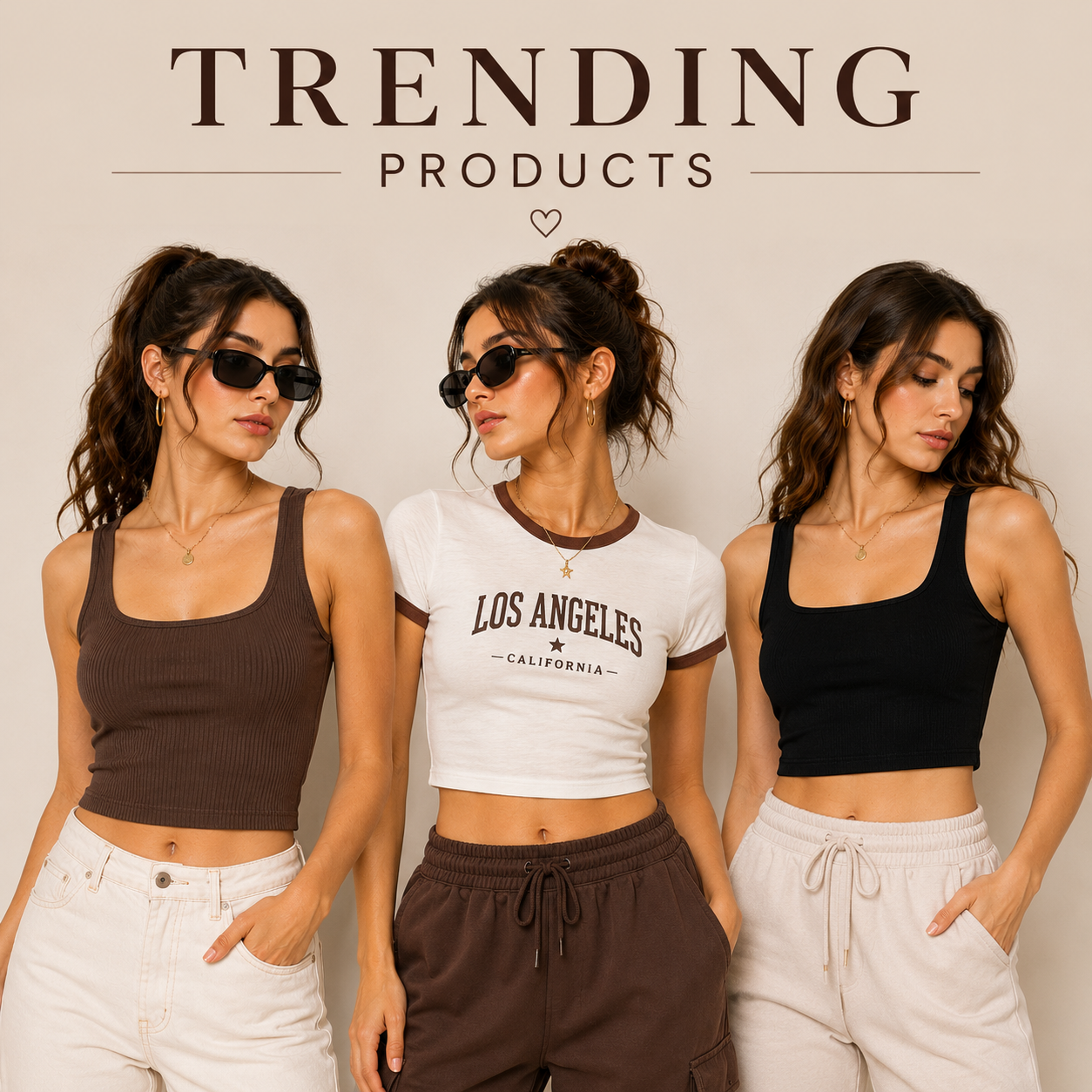 Trending products collection banner by Vaishanvi Enterprises showcasing women's casual fashion tops and loungewear.