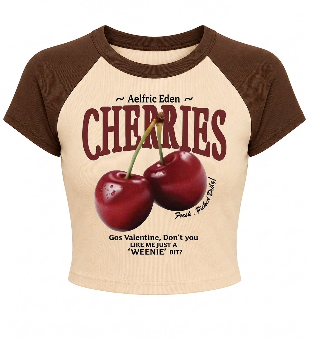 Woman's Vintage Vibe Cherry Tee | Cherry Classic Contrast Crop