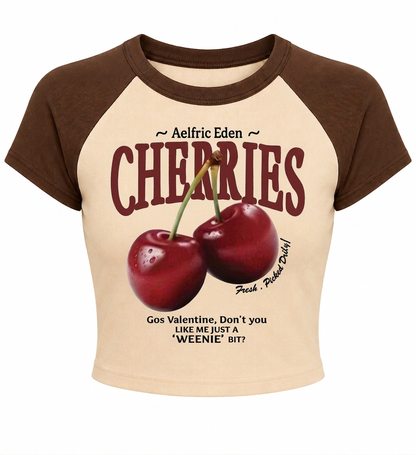 Woman's Vintage Vibe Cherry Tee | Cherry Classic Contrast Crop