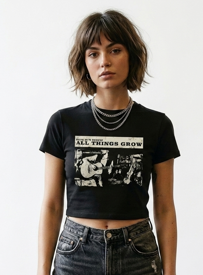 Women's Graphic Crop T-Shirt – “All Things Grow” Print