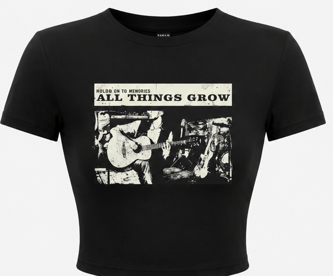 Women's Graphic Crop T-Shirt – “All Things Grow” Print