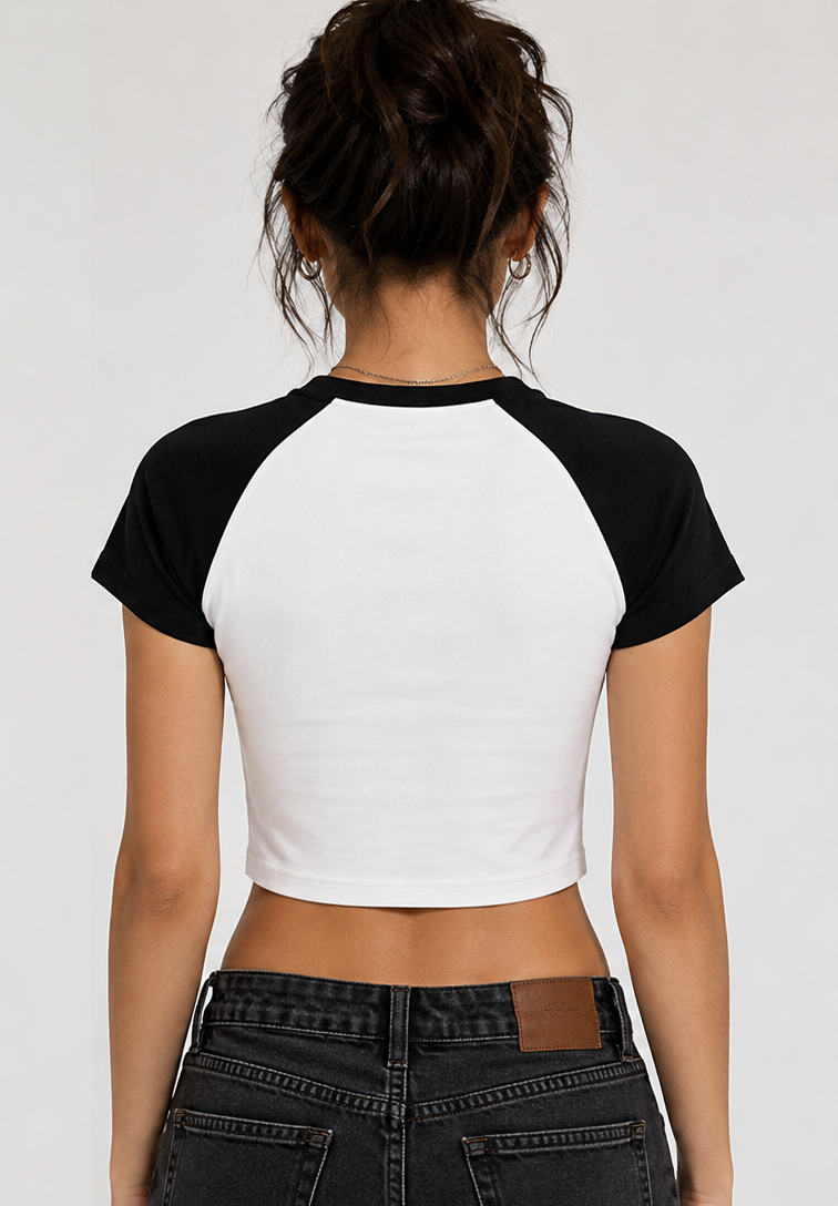 Woman's Vintage Vibe Butterfly Tee | Dreamy Butterfly Contrast Crop