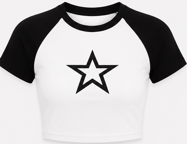Women's Contrast Raglan Crop Tee – Star Graphic