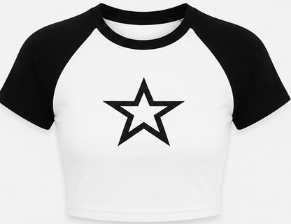 Women's Contrast Raglan Crop Tee – Star Graphic