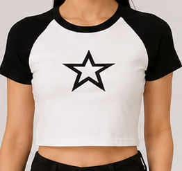 Women's Contrast Raglan Crop Tee – Star Graphic