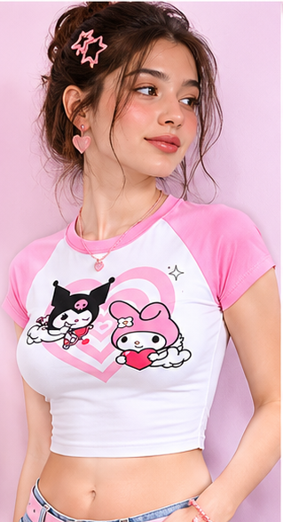Woman's Sweet Heart Squad Tee | Retro Cupid Baby Tee
