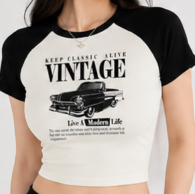 Woman's Vintage Vault Crop | Maverick Cotton Raglan