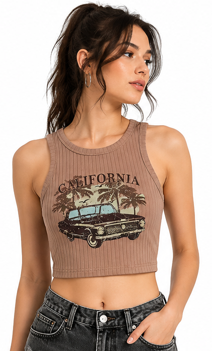 Woman's Retro Rider Ribbed Tank | California Coast Baby Tank
