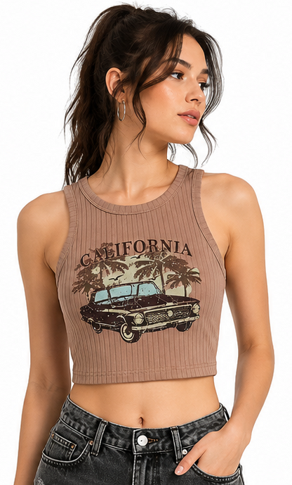 Woman's Retro Rider Ribbed Tank | California Coast Baby Tank